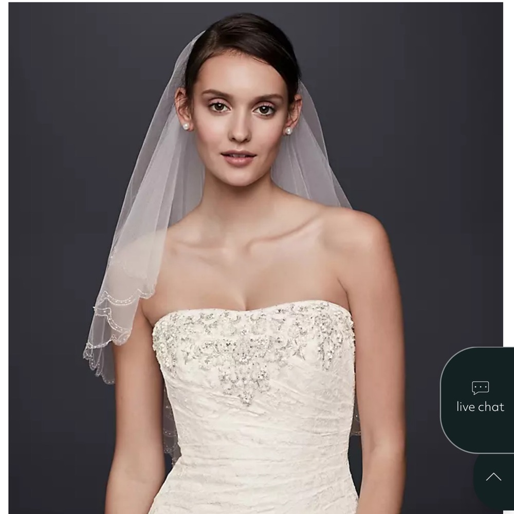David's Bridal Strapless, Lace Fit and Flare Wedding Dress - Style YP3344 - Picture 4 of 16